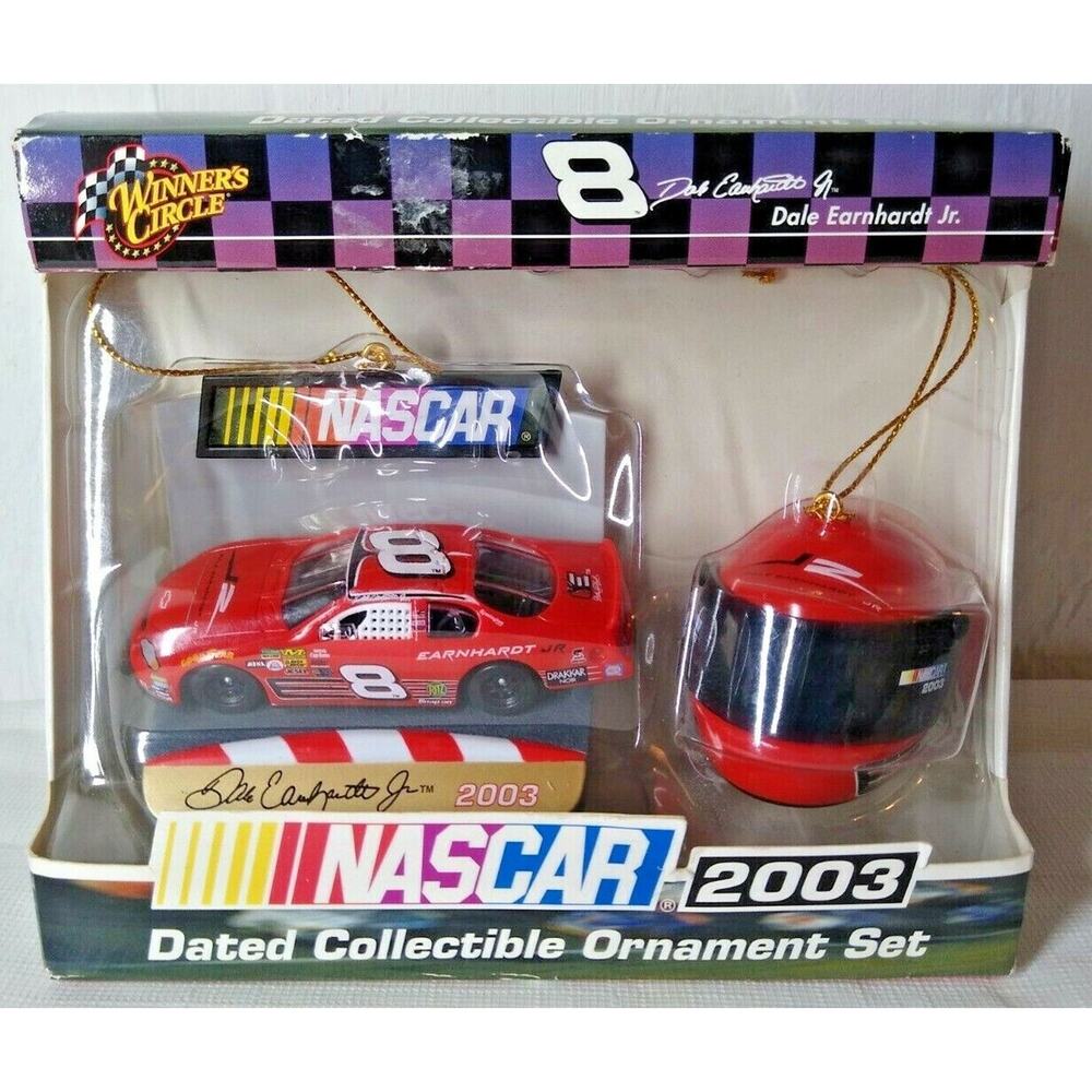 Nascar 2003 Dale Earnhardt Jr. Collectable Ornament Set Helmet, # 8 Car Fast Shp